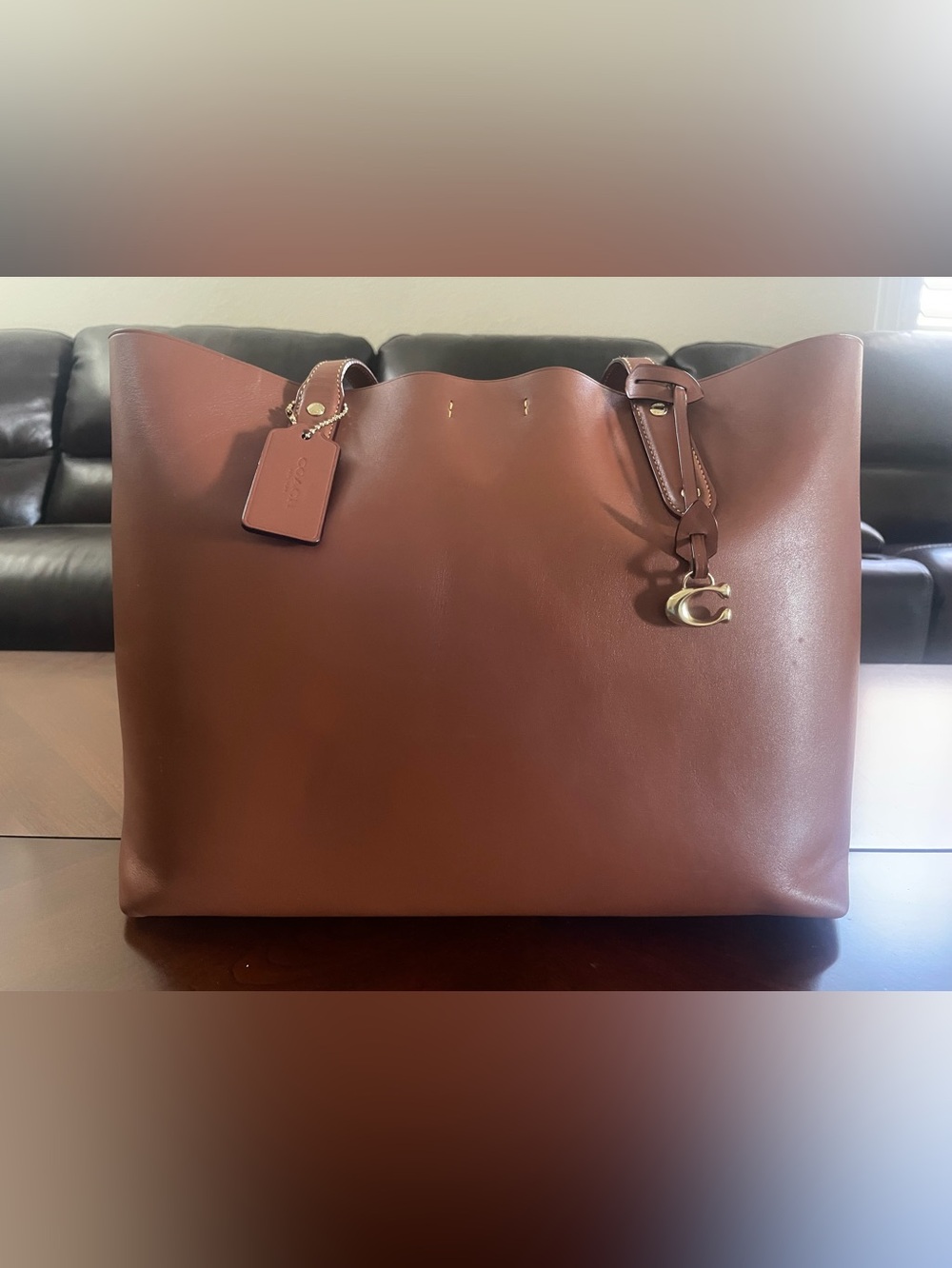 Coach Refined Calf Leather Tote Brown Laptop Bag - Picture 3 of 16